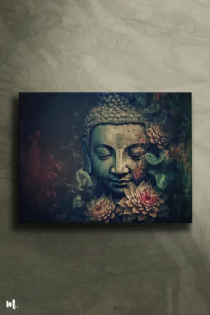 Buddha's Blooming Serenity Canvas Art