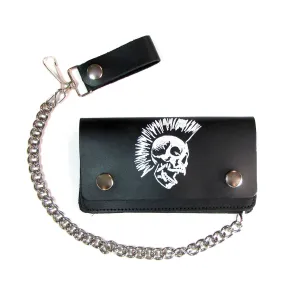 BW402-56  6" Biker Wallet- Mohawk Skull