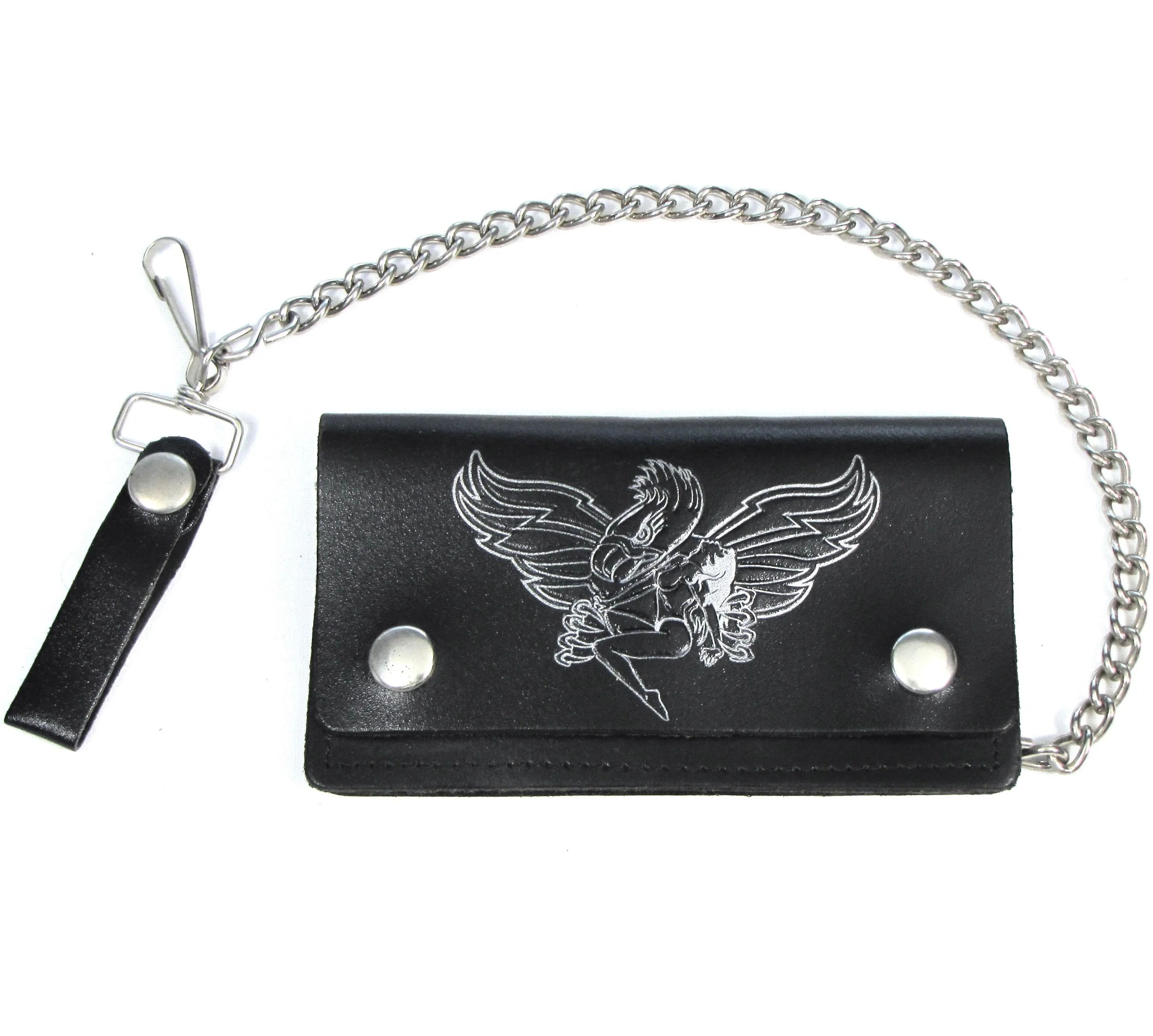 BW402-77  6" Biker Wallet - Eagle w/Girl