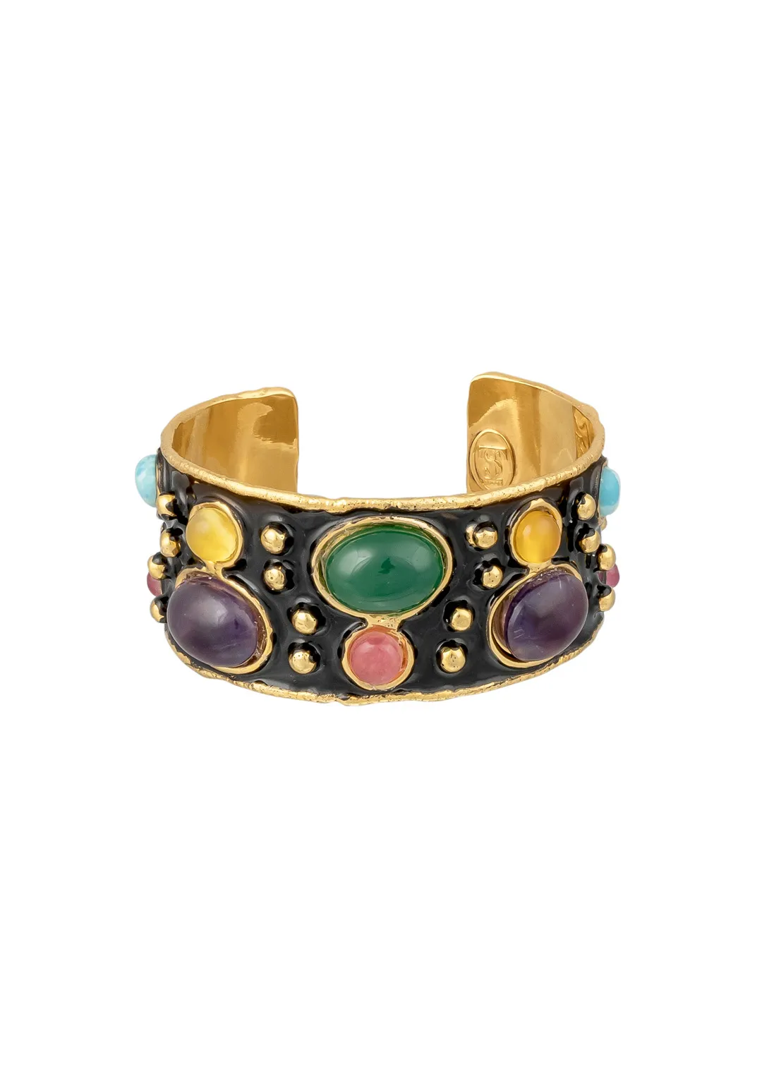 Byzantine Cuff in Black with Stones
