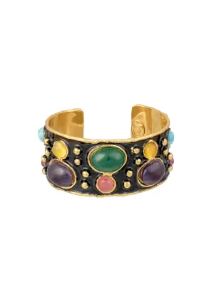 Byzantine Cuff in Black with Stones