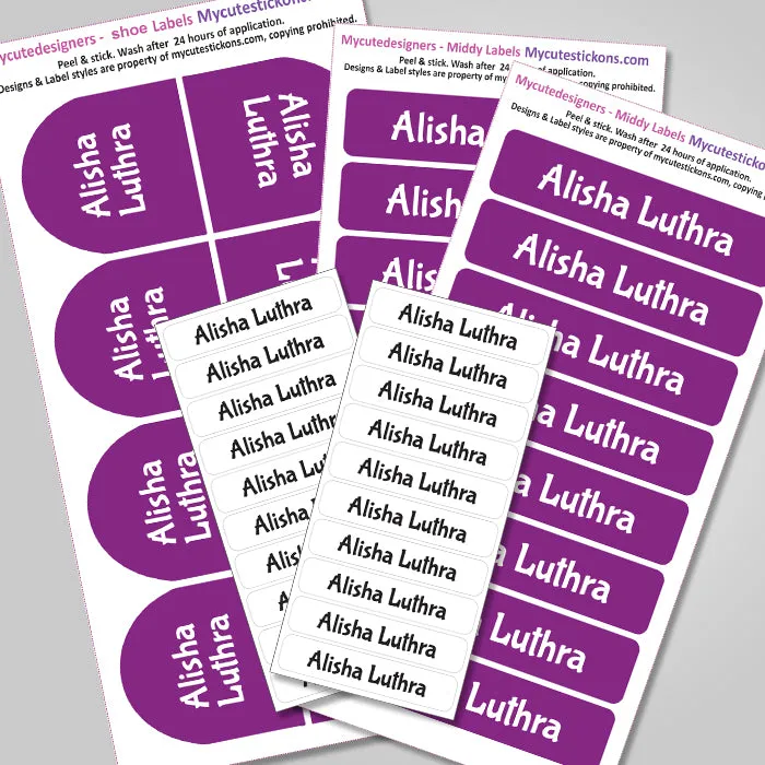 Camping Labels Value Pack | Solid Purple