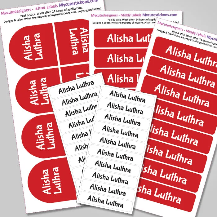 Camping Labels Value Pack | Solid Red