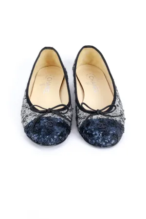Cap Toe Sequin & Tweed Ballet Flats
