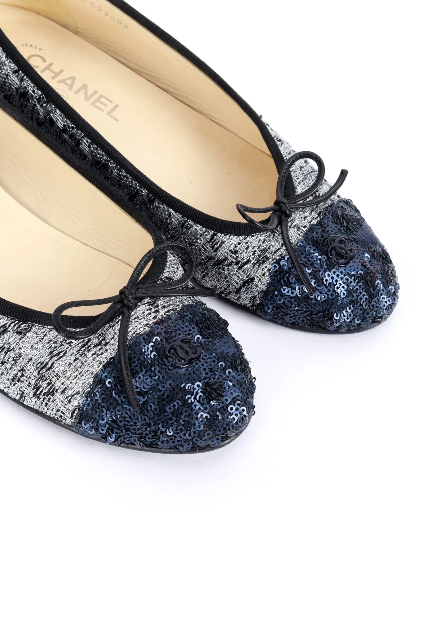 Cap Toe Sequin & Tweed Ballet Flats