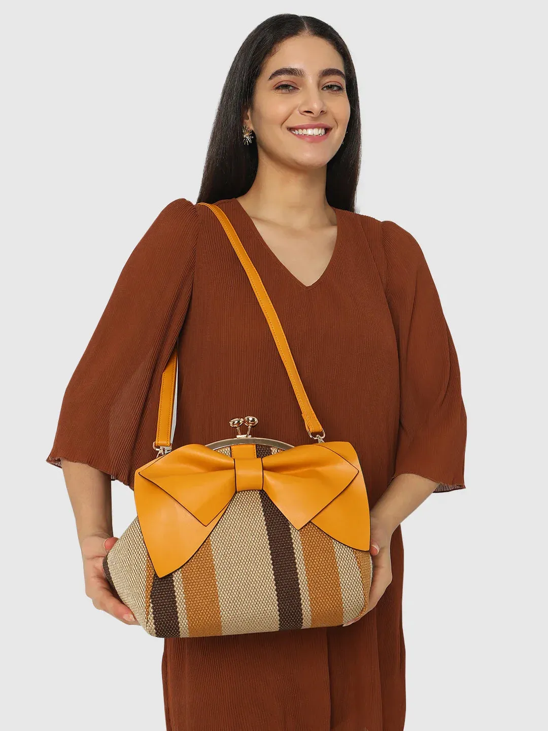 Caprese Alessia Large Yellow Satchel Bag