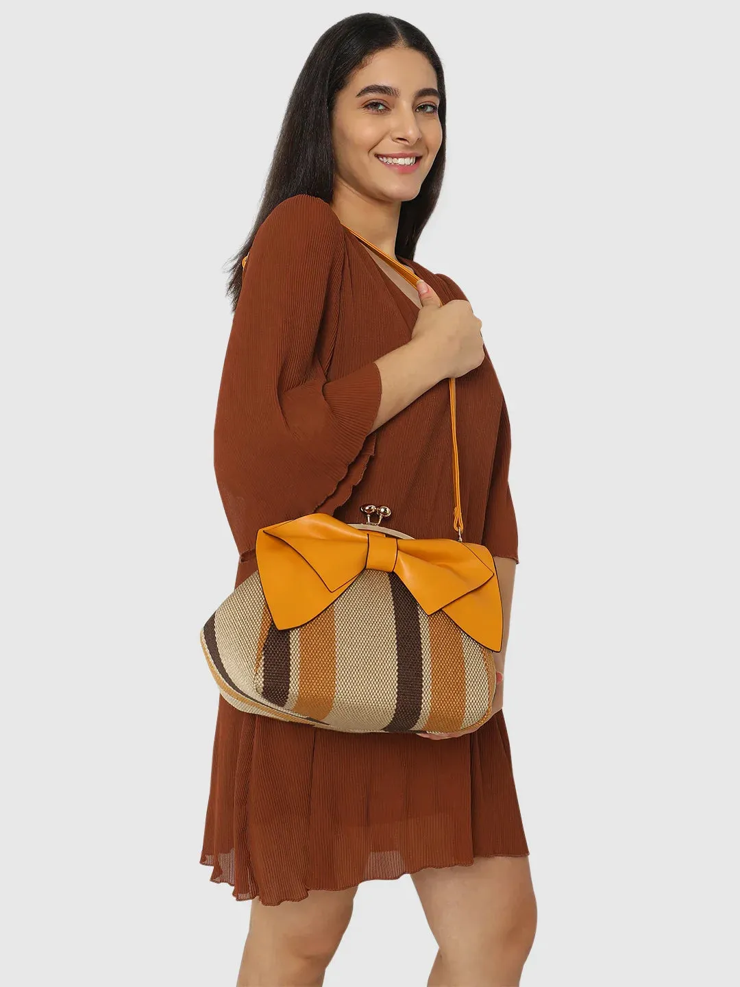 Caprese Alessia Large Yellow Satchel Bag