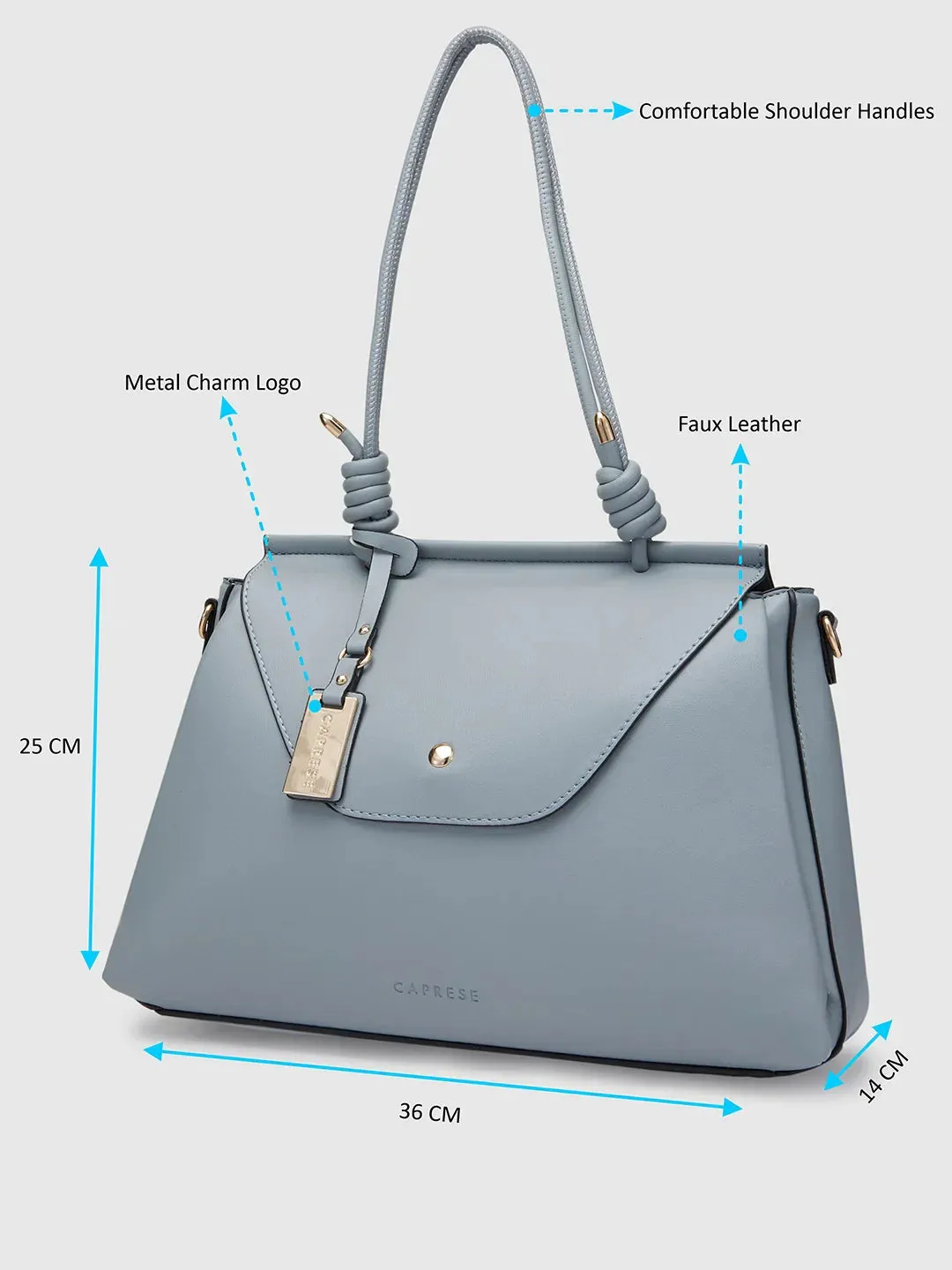 Caprese Evalina Large Grey Satchel Bag
