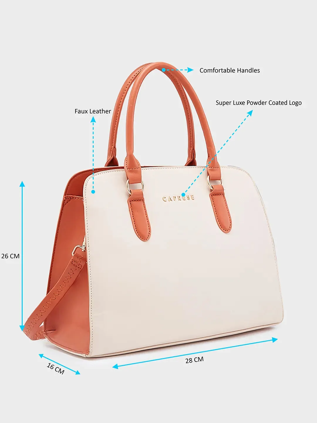 Caprese Foxy Large Cream Satchel Bag