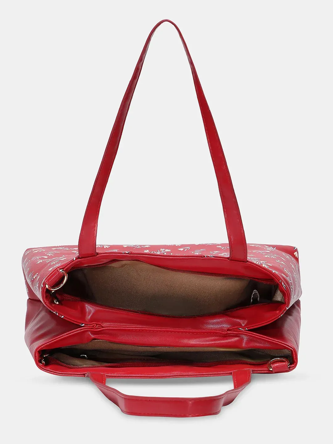 Caprese Merida Large Printed Red Satchel Bag