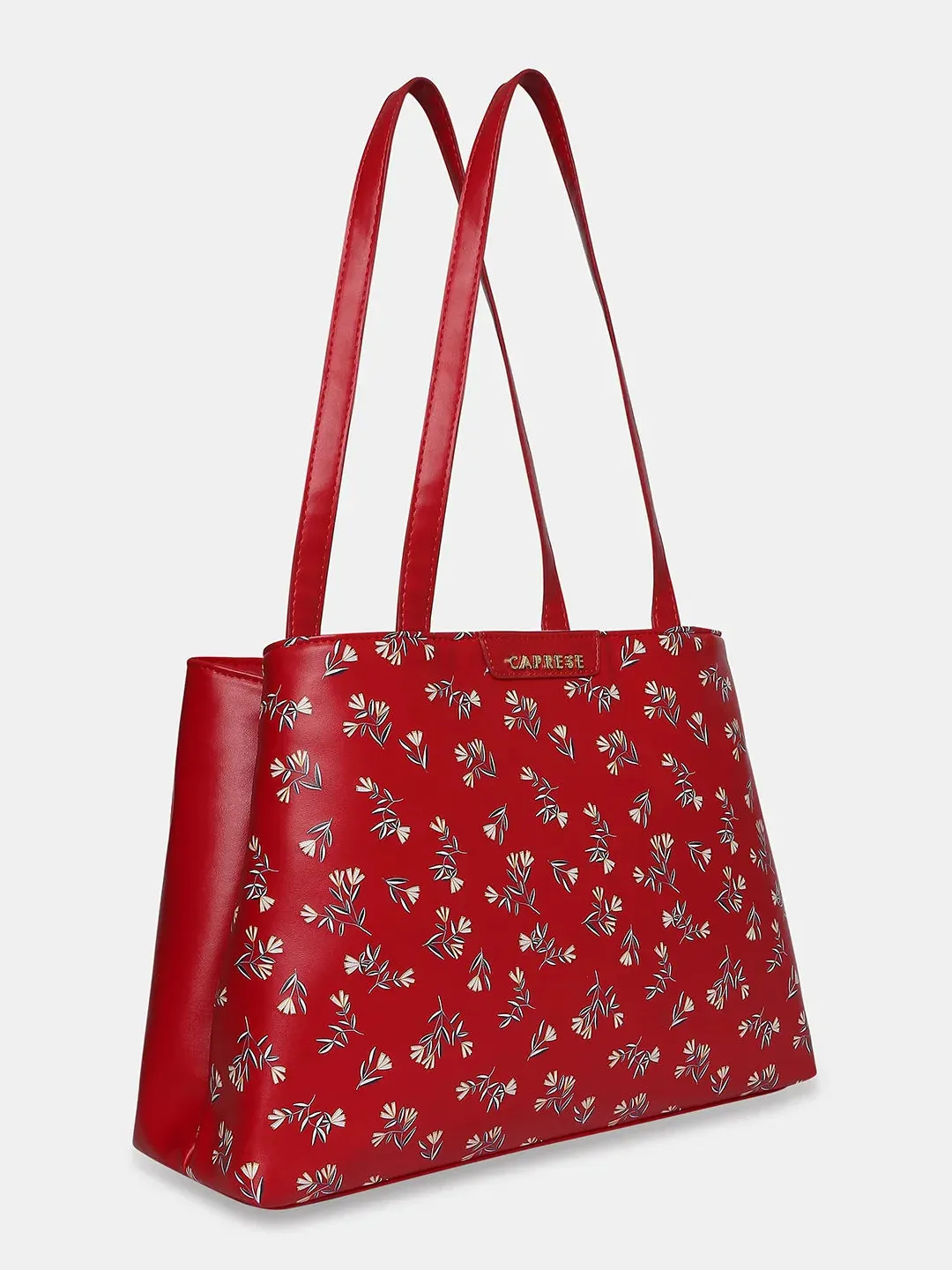 Caprese Merida Large Printed Red Satchel Bag