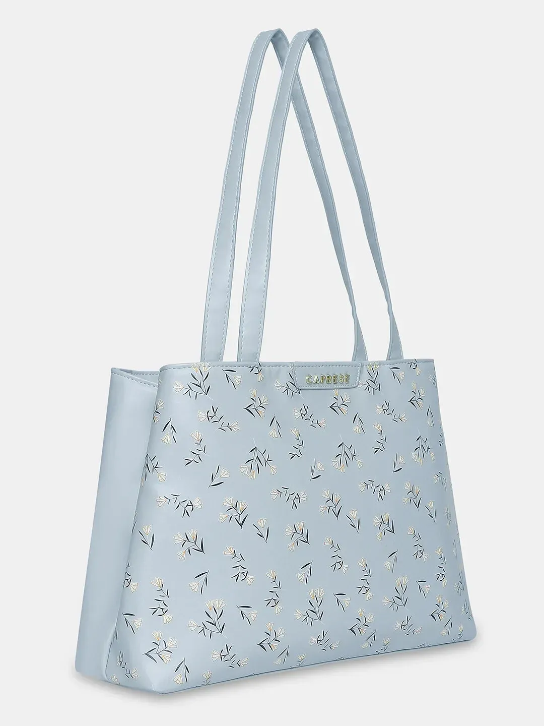 Caprese Merida Large Printed Sky Blue Satchel Bag