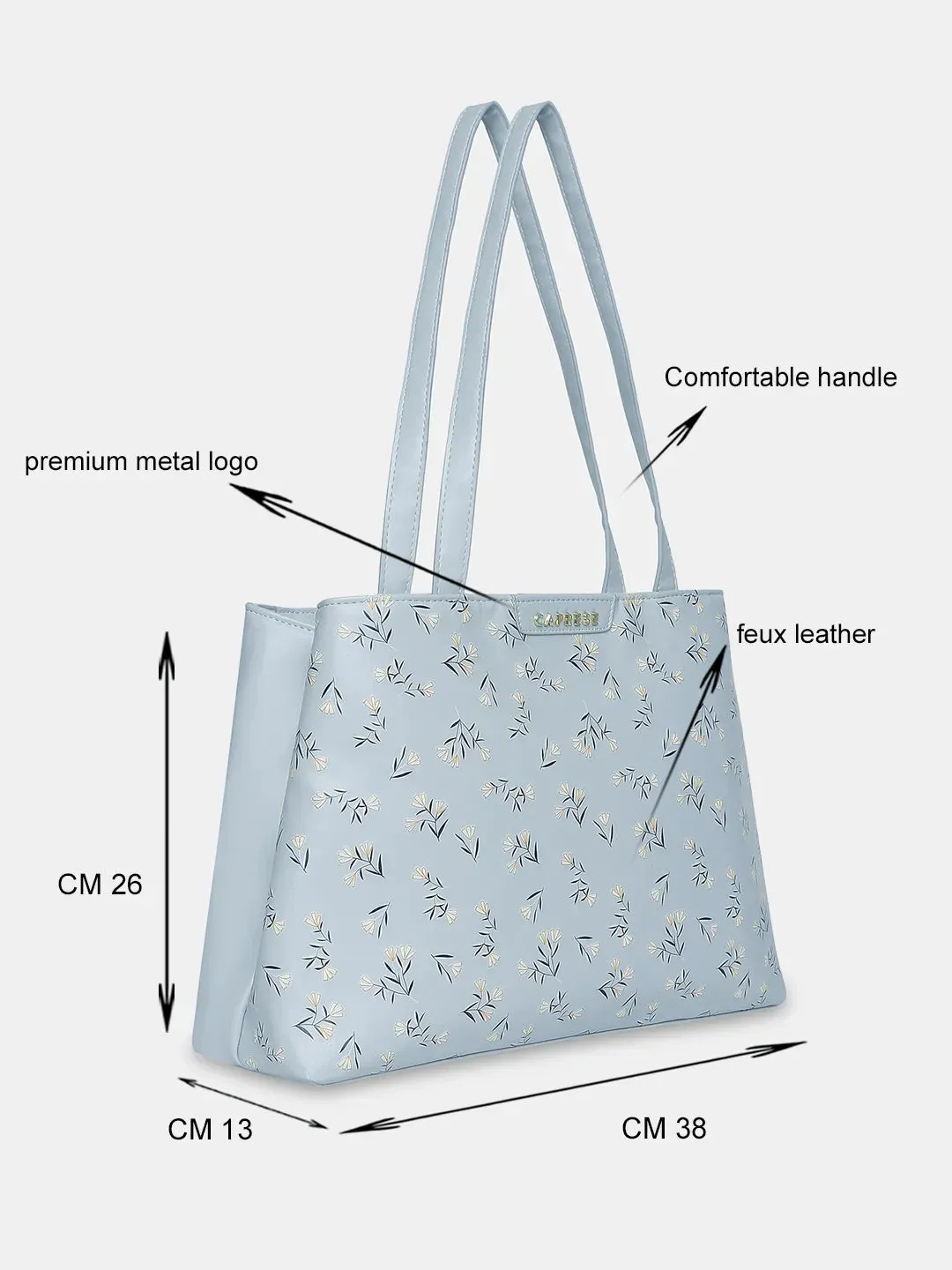 Caprese Merida Large Printed Sky Blue Satchel Bag