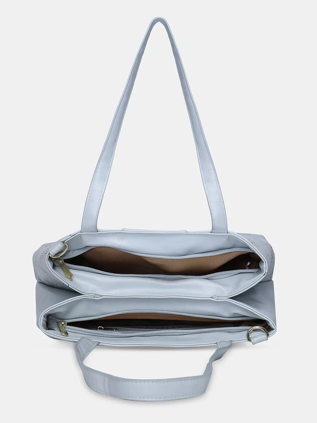 Caprese Merida Large Printed Sky Blue Satchel Bag