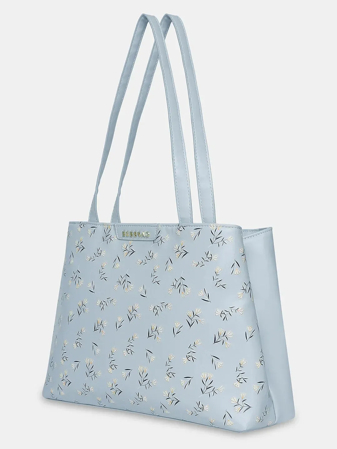 Caprese Merida Large Printed Sky Blue Satchel Bag