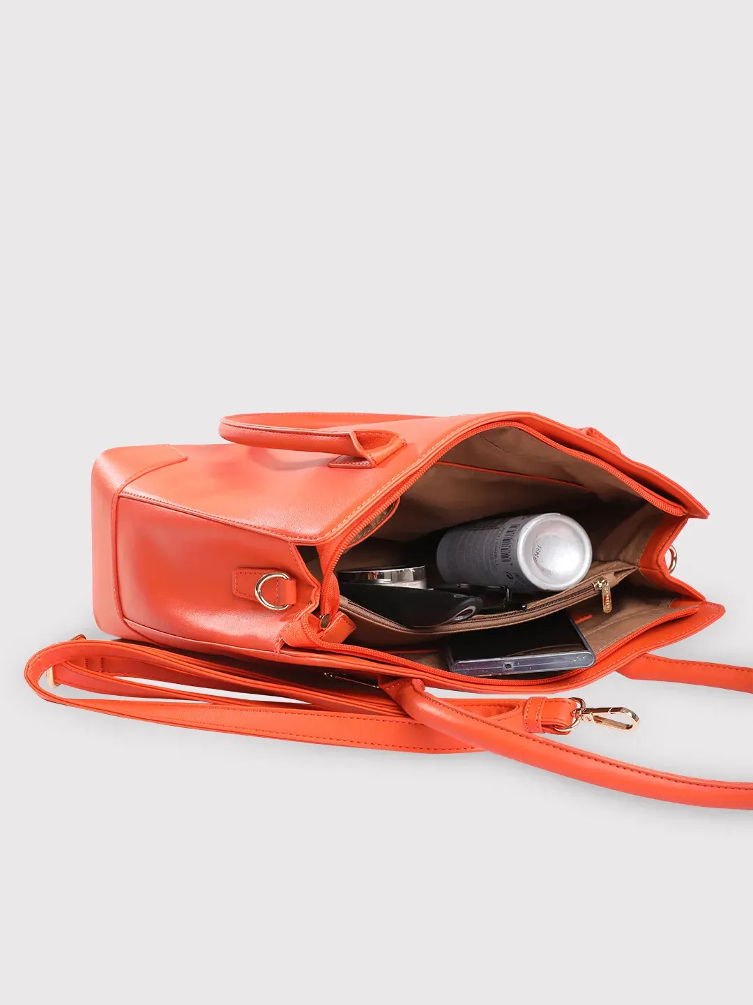 Caprese Milan Medium Orange Satchel Bag
