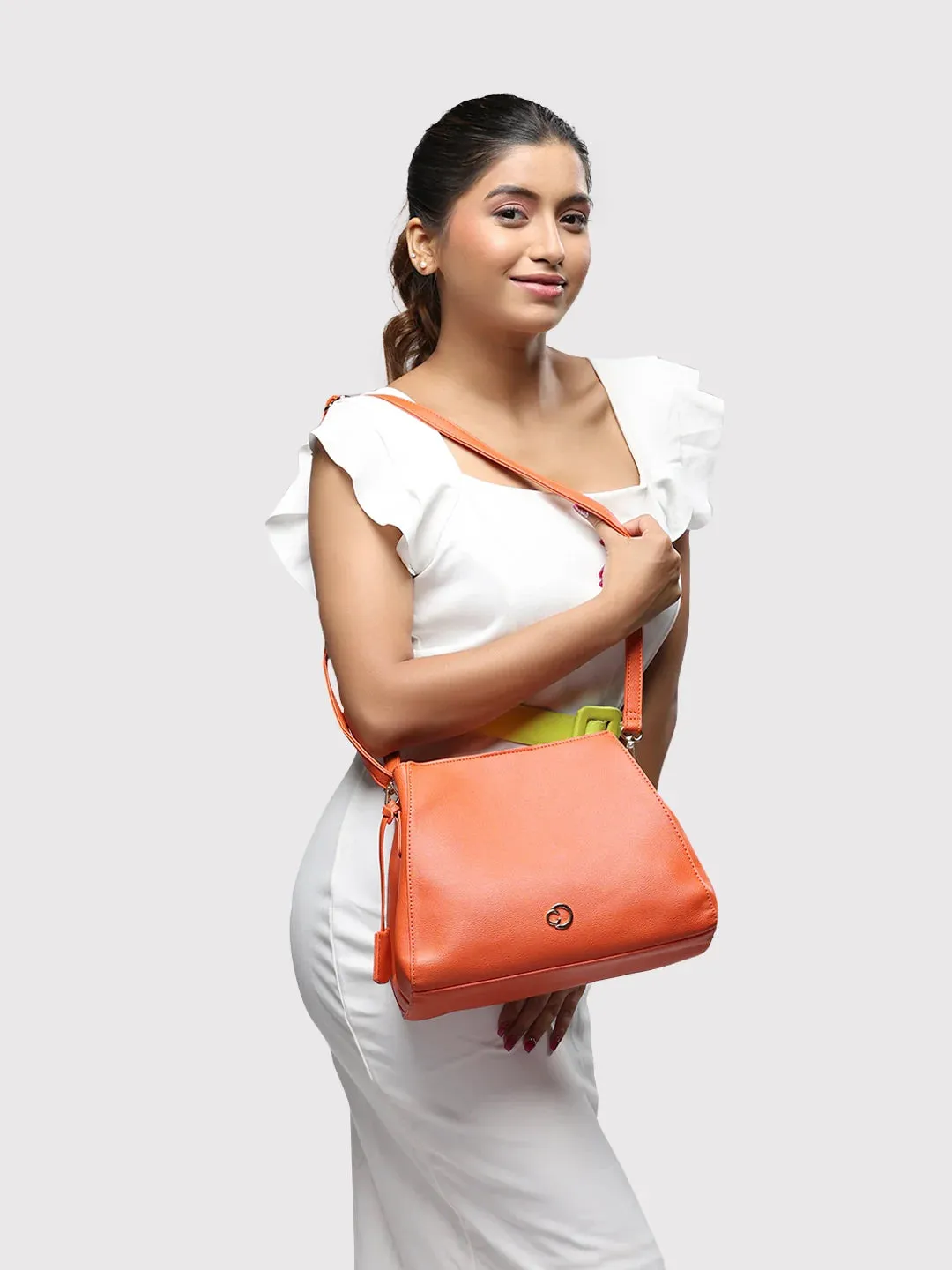 Caprese Milan Small Orange Satchel Bag