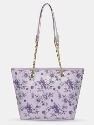 Caprese Snow Printed Large Lavender Satchel Bag