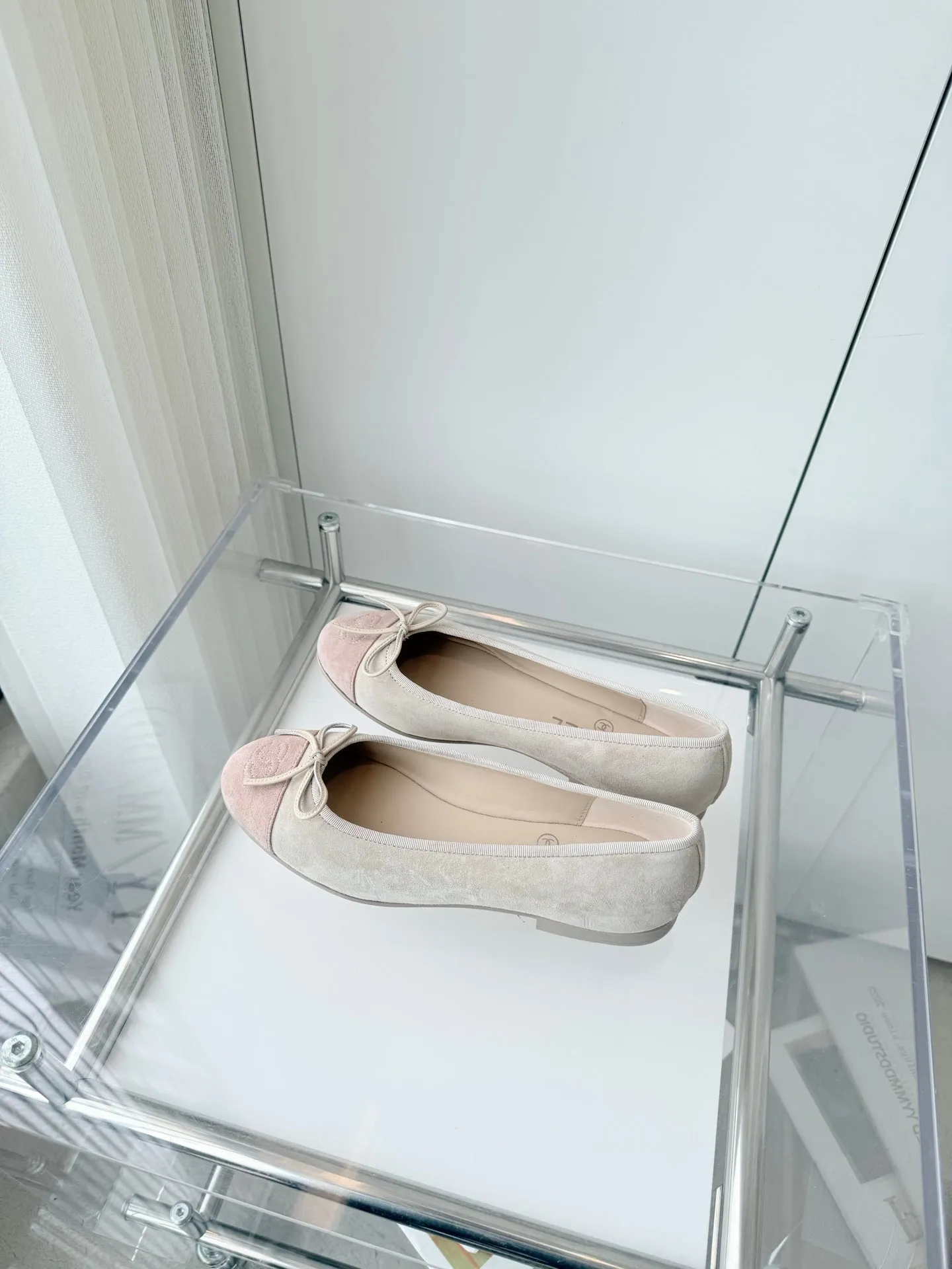CC Ballet Flat Beige Gray mix Pink Pastel Suede 238764