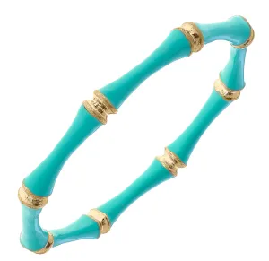 Celeste Enamel Bamboo Bangle - Aqua