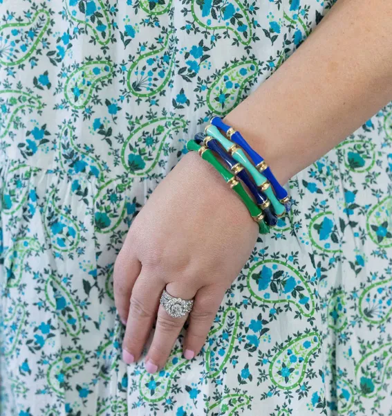 Celeste Enamel Bamboo Bangle - Aqua