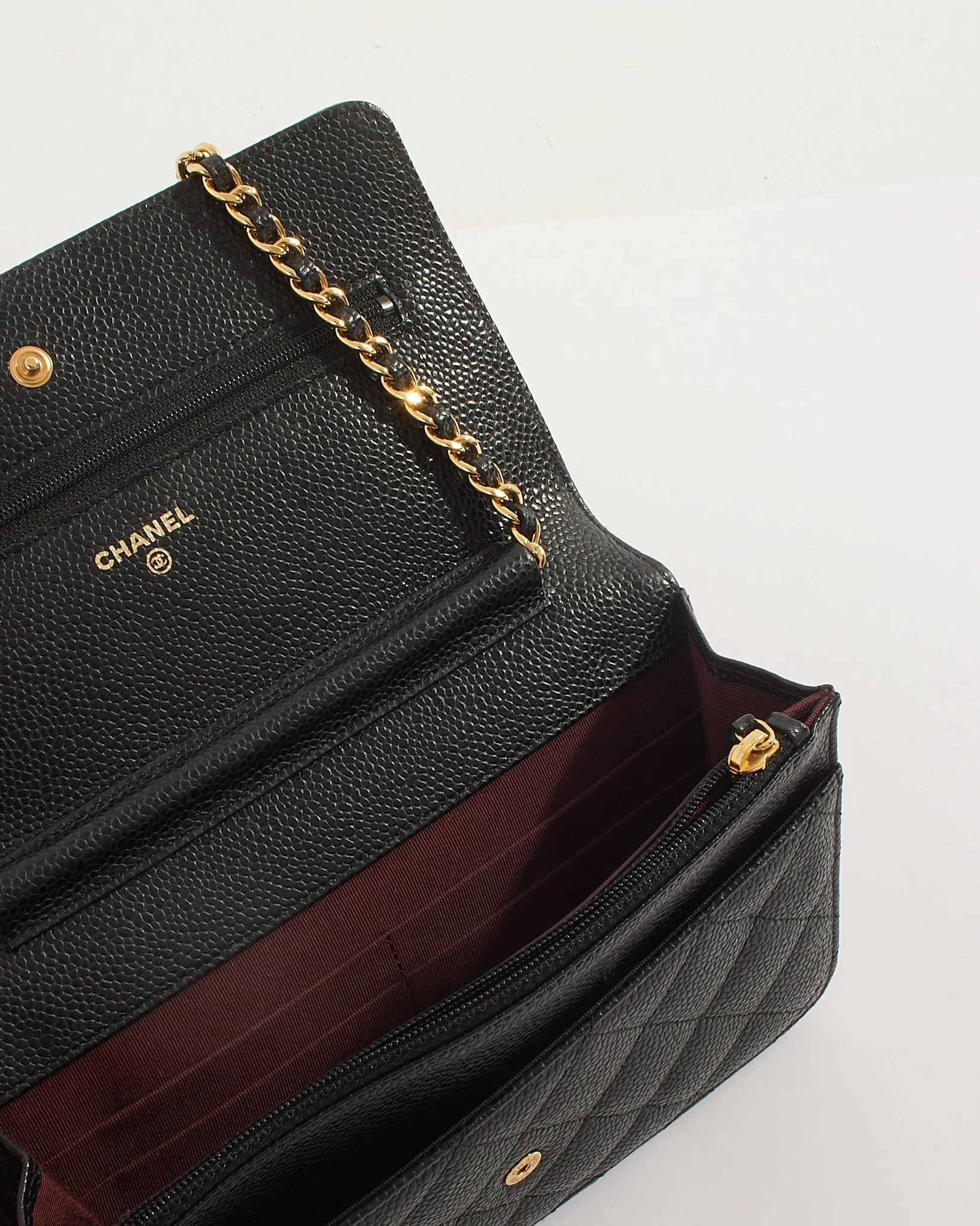 Chanel Black Caviar Leather with Gold Hardware Wallet On Chain