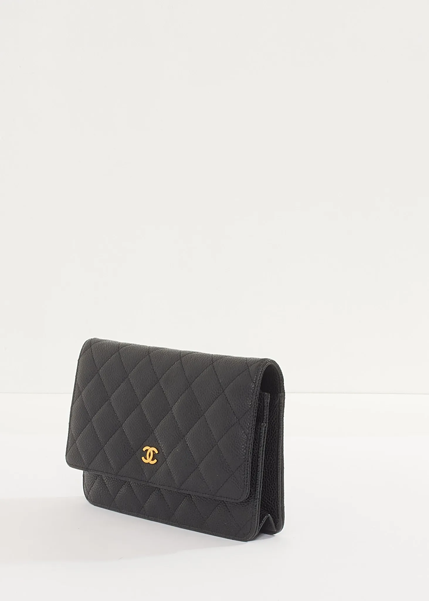 Chanel Black Caviar Leather with Gold Hardware Wallet On Chain