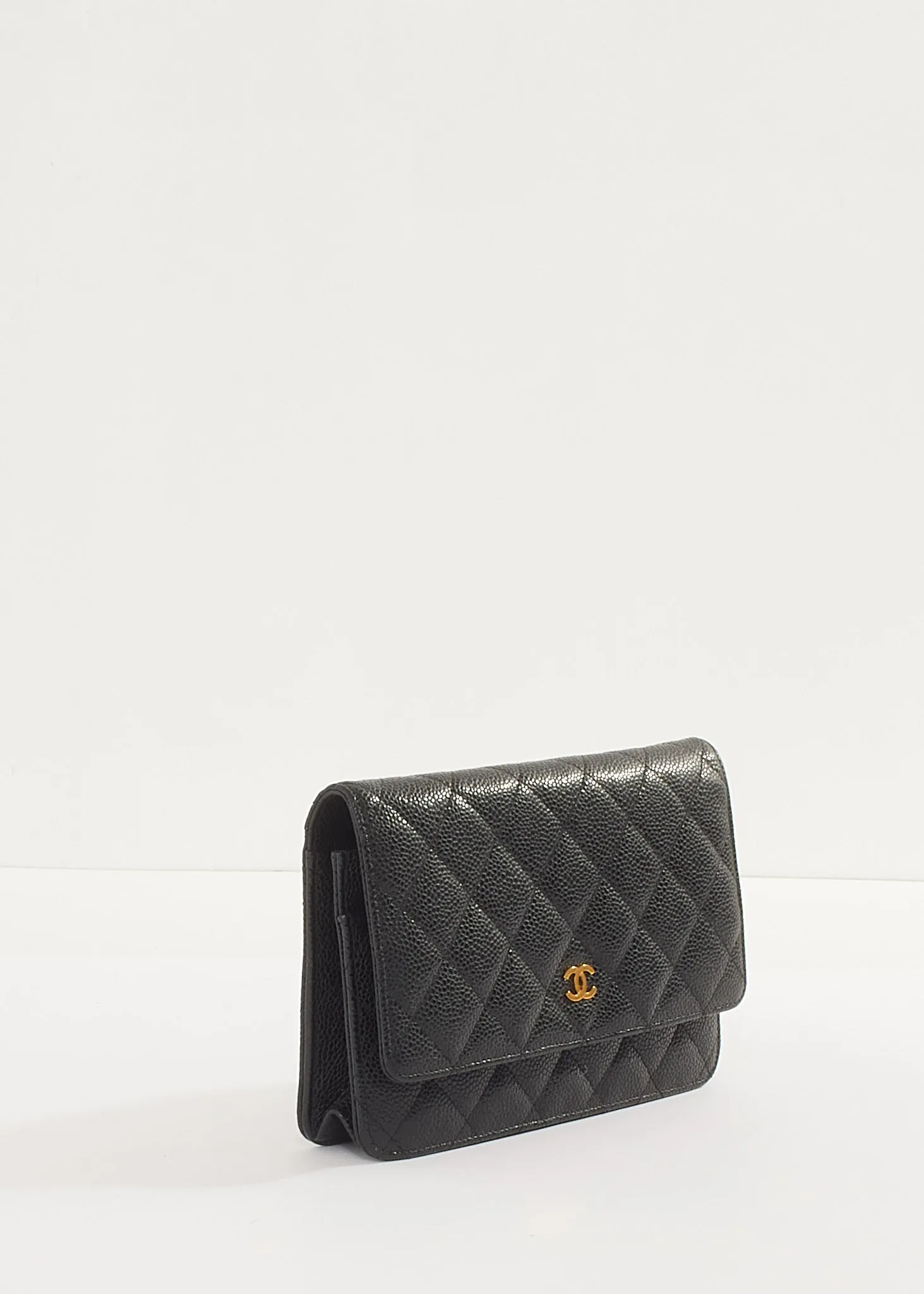 Chanel Black Caviar Leather with Gold Hardware Wallet On Chain