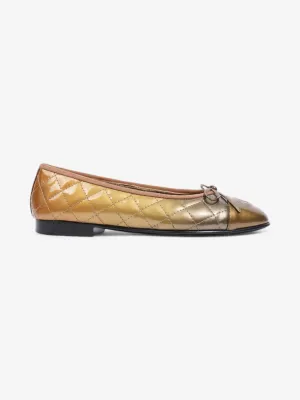 Chanel CC Logo Ballet Flats Gold Ombre Patent Leather EU 37 UK 4
