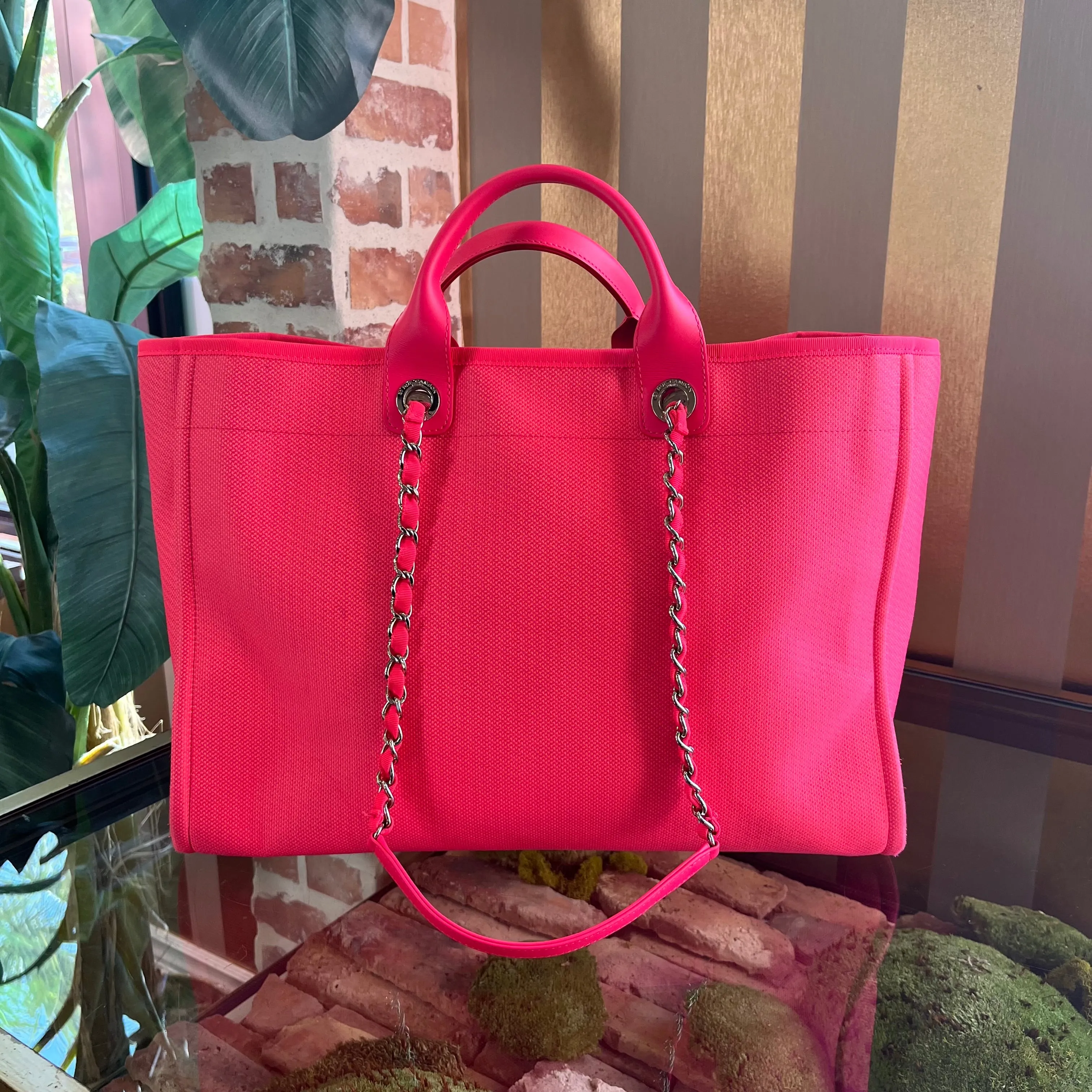 CHANEL Deauville Large Neon Pink Tote