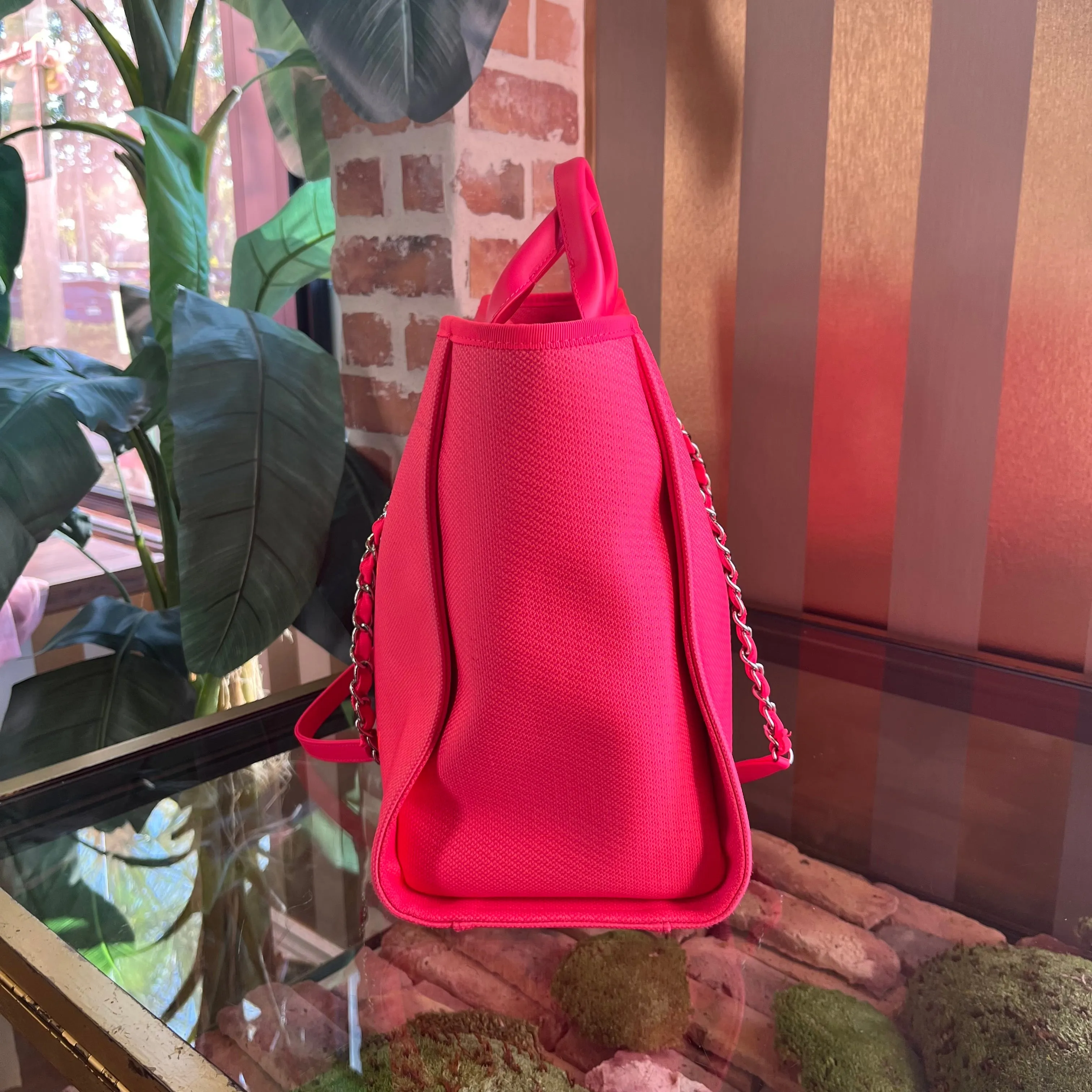 CHANEL Deauville Large Neon Pink Tote