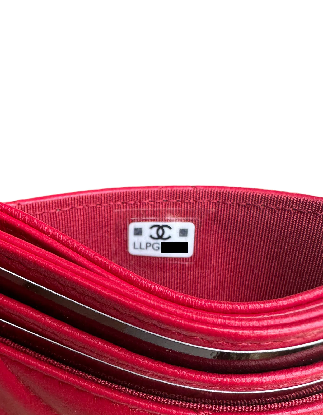 Chanel NEW 2023 Red Lambskin Quilted Resin CC Heart Card Holder
