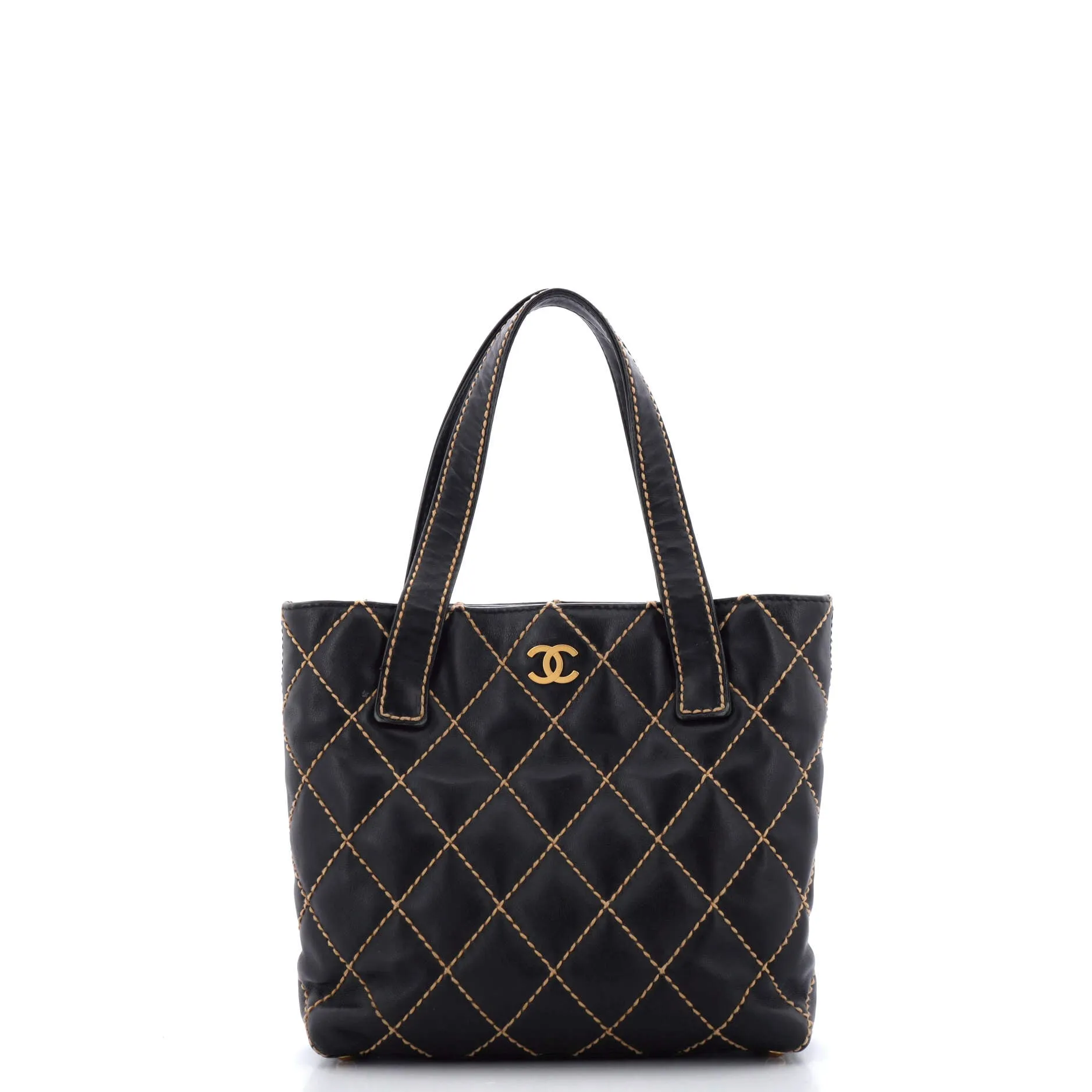 CHANEL Surpique Tote Quilted Leather Small