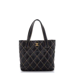 CHANEL Surpique Tote Quilted Leather Small