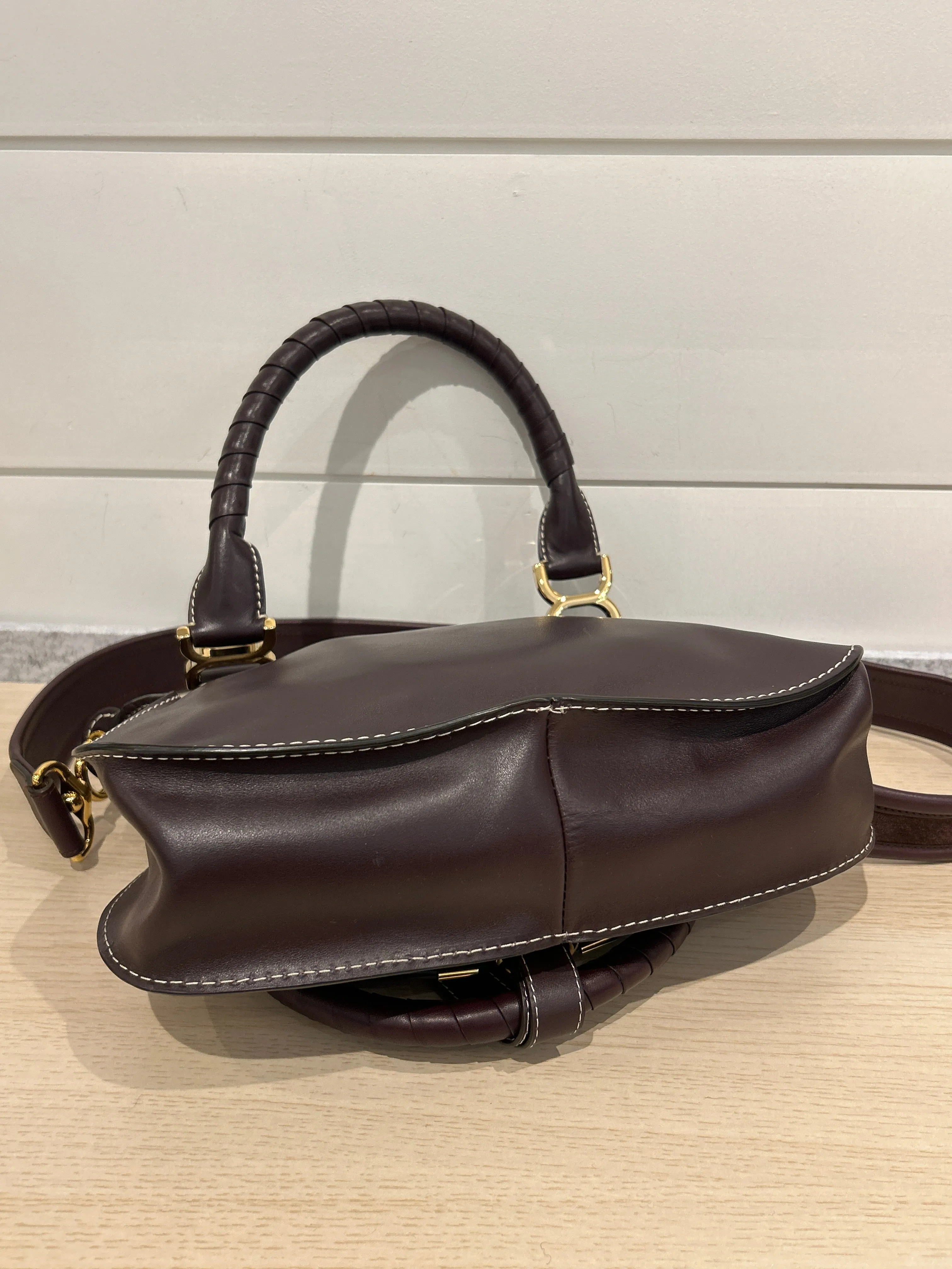 Chloé Bag, Raisin Smooth Calfskin Small Marcie Satchel Crossbody