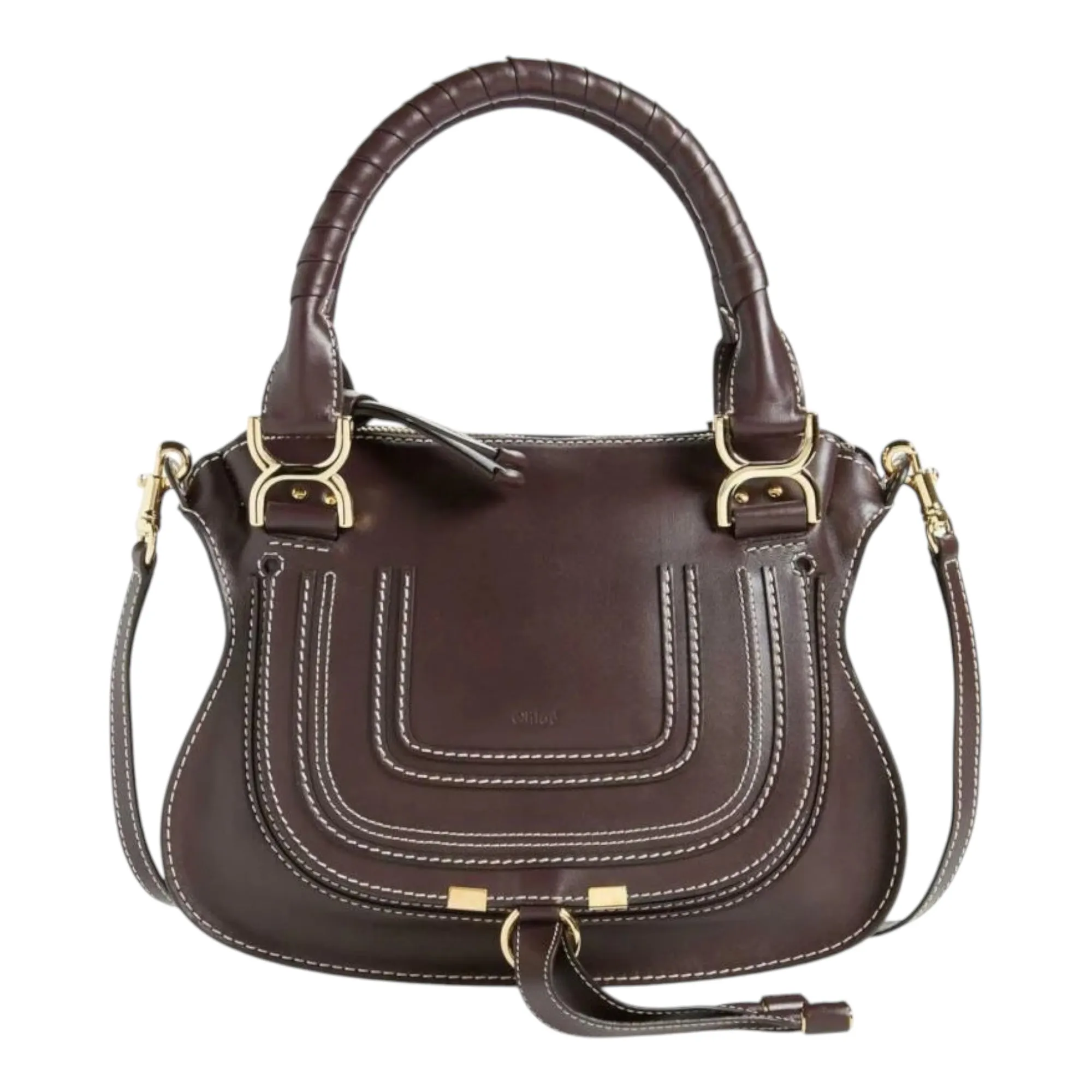 Chloé Bag, Raisin Smooth Calfskin Small Marcie Satchel Crossbody