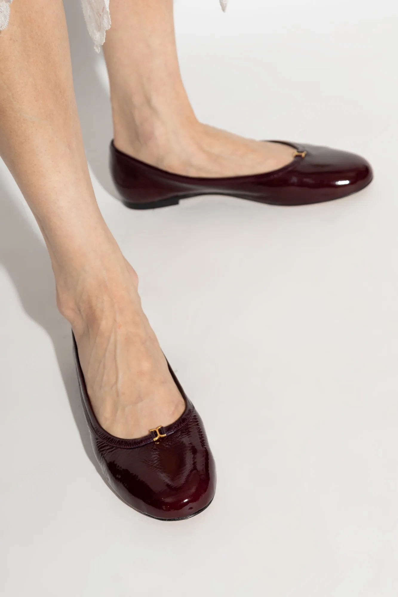 Chloé Leather Ballet Flats 'Marcie' in BURGUNDY - 39