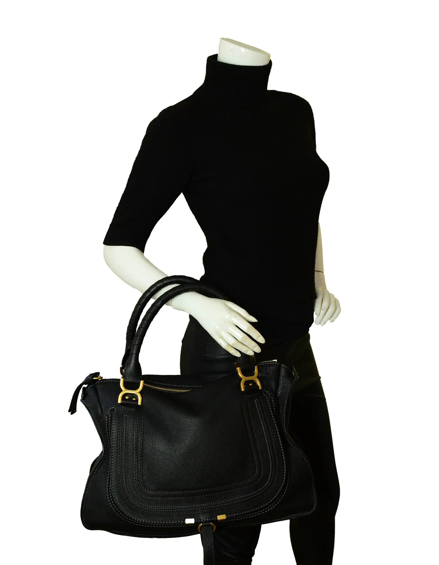Chloe Black Leather Large Marcie Bag