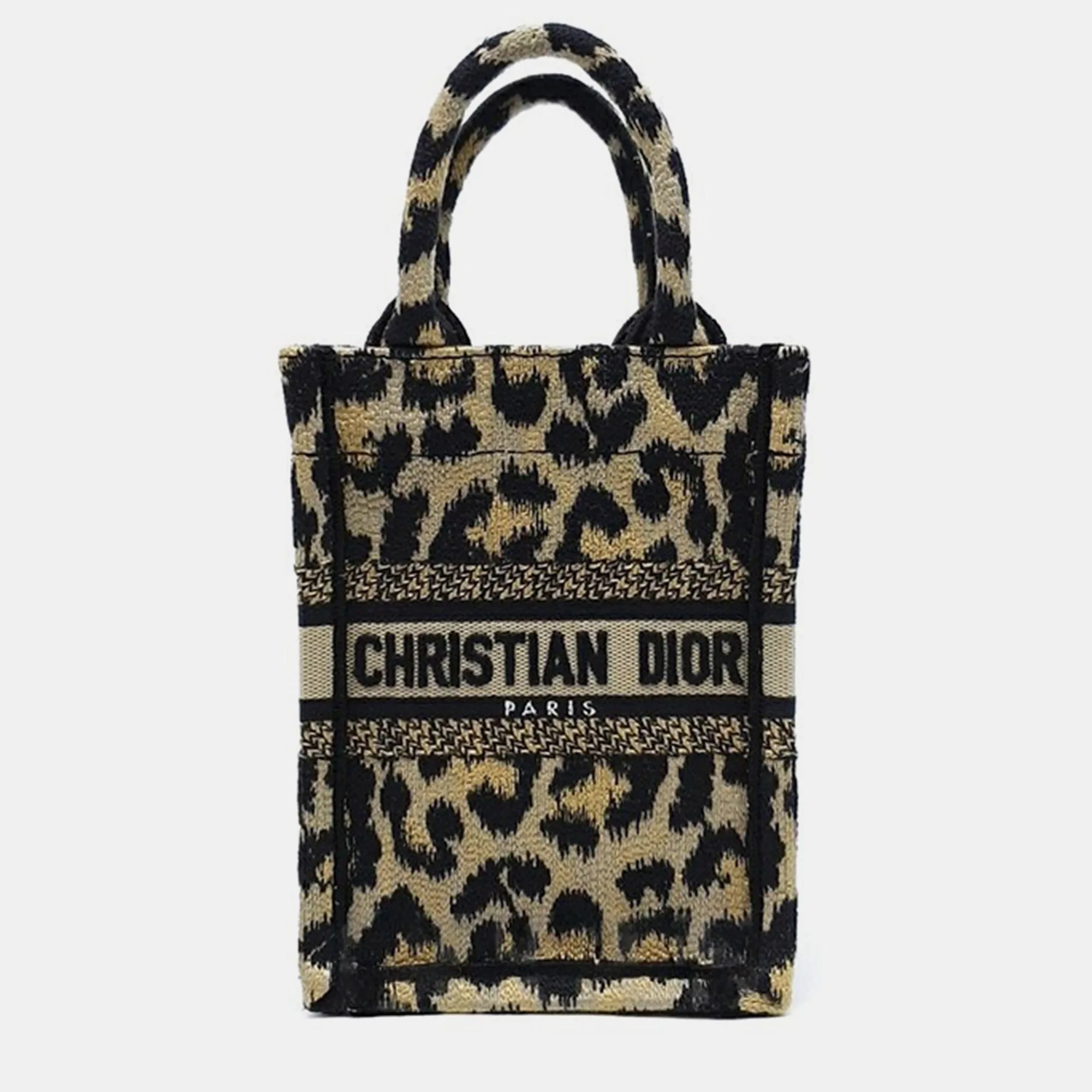Christian Beige Embroidery Canvas Mini Book Tote Phone Bag