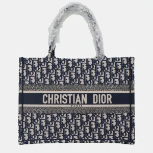 Christian Blue Canvas Medium Oblique Book Tote Bag