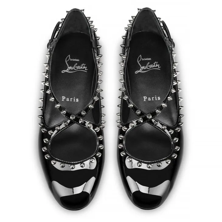 Christian Louboutin Pilouta Jane Spikes Flat Ballerinas in Black | In-Store Only