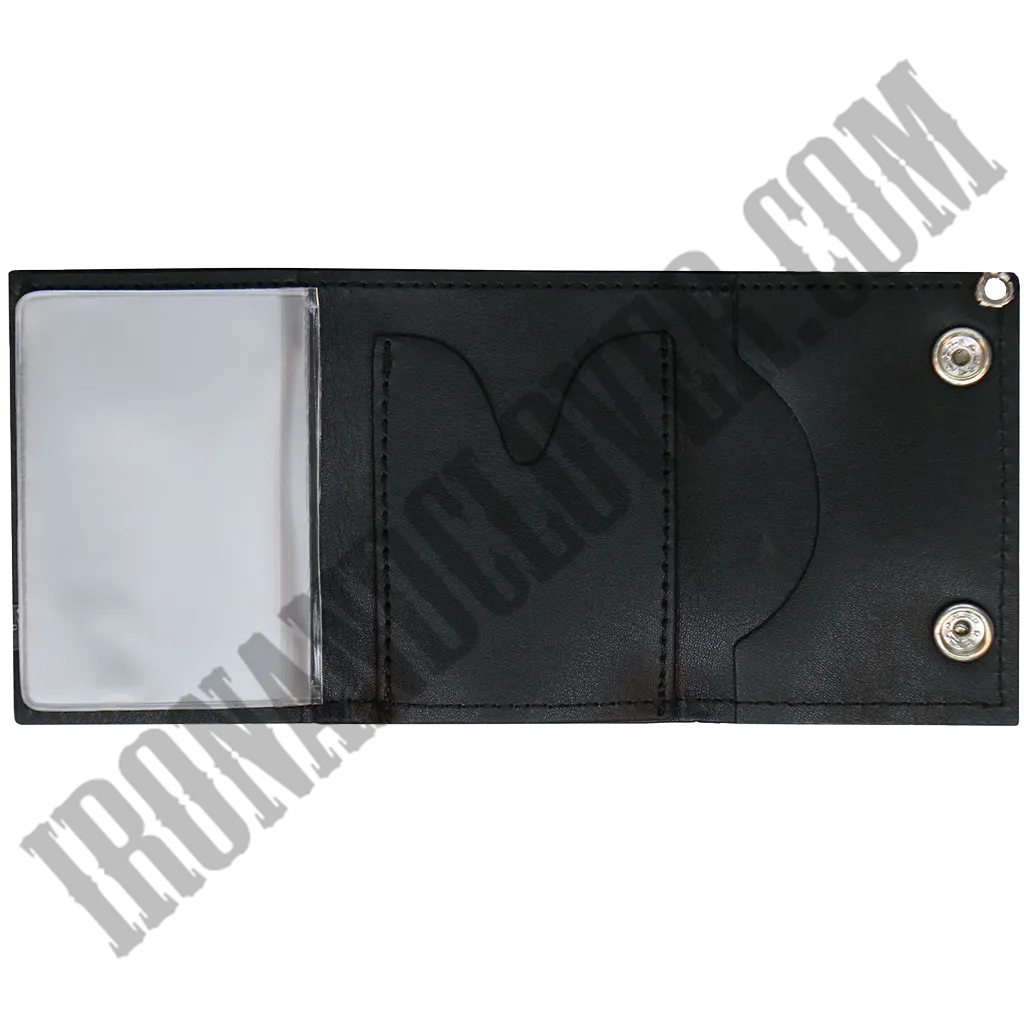 Classic Black Leather Wallet with Chain