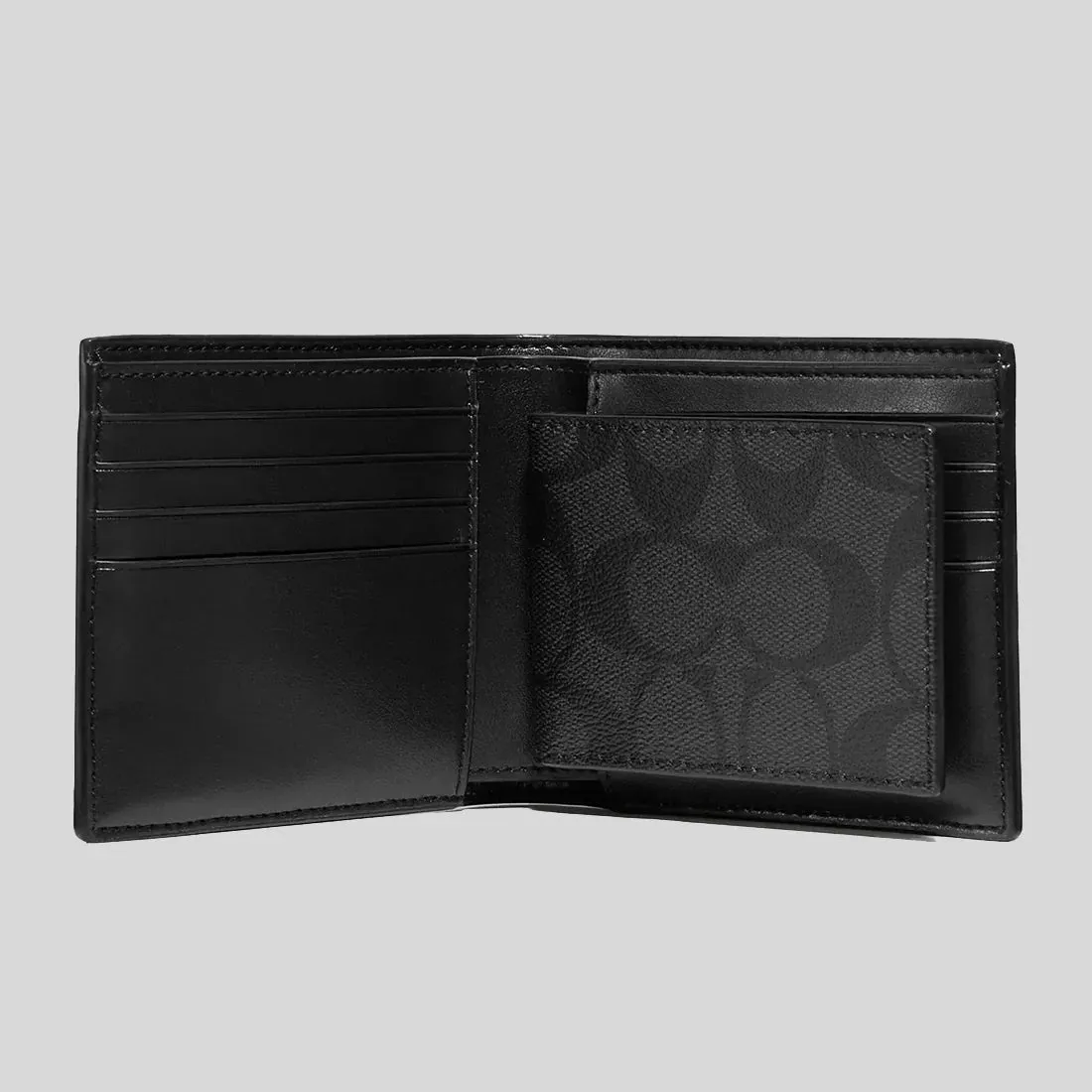 COACH 3 In 1 Wallet In Signature Canvas With Varsity Stripe Charcoal/Denim/Chalk RS-CR958