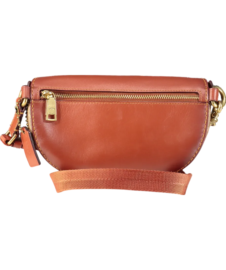 Coach Brown Tan Coated Canvas Signature Belt Bag