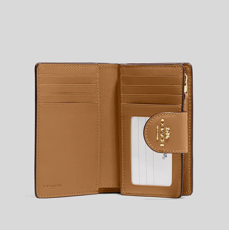 Coach Medium Corner Zip Wallet In Signature Canvas Light Khaki Saddle RS-C0082