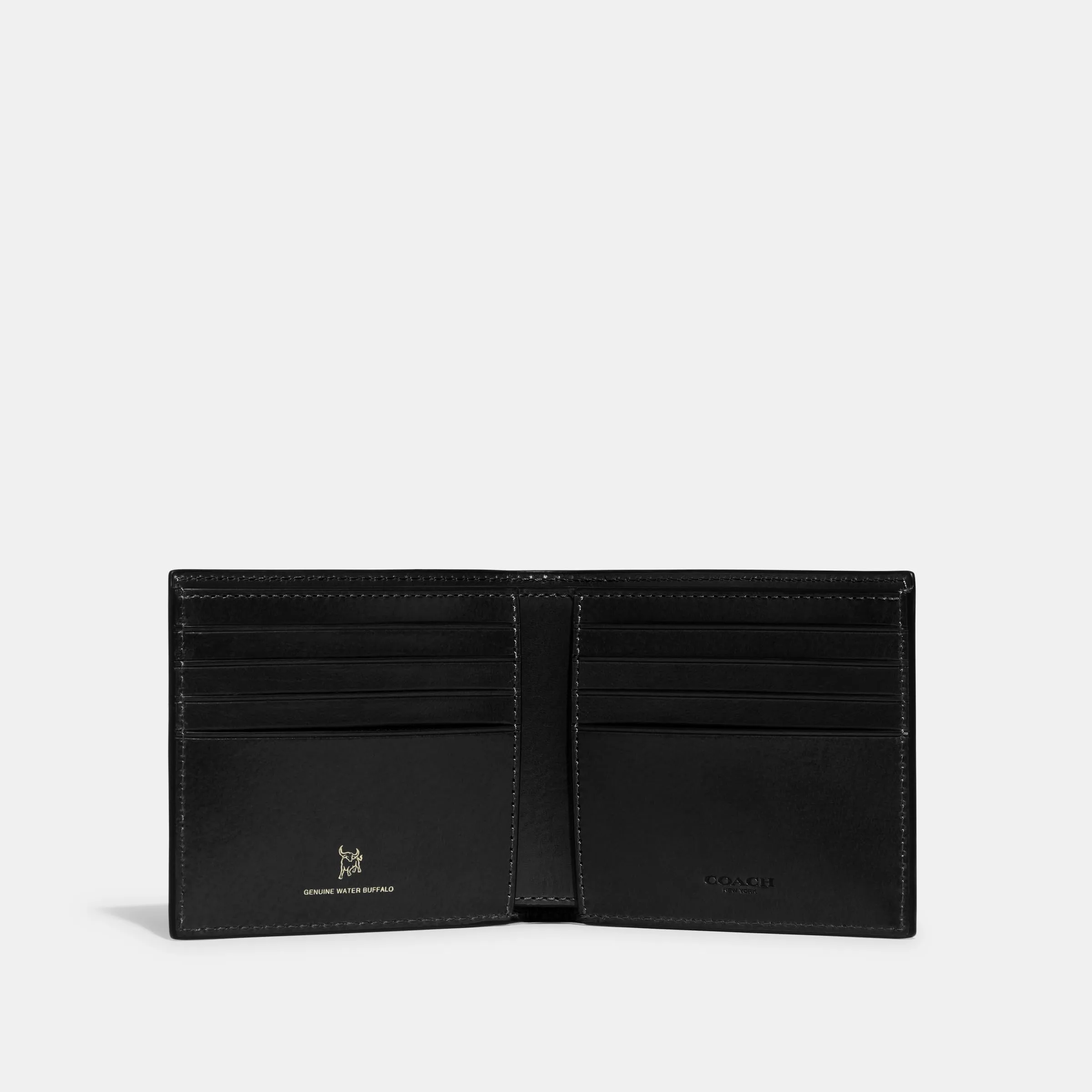 Coach Men's Boxed Water Buffalo Double Billfold, Black, One Size