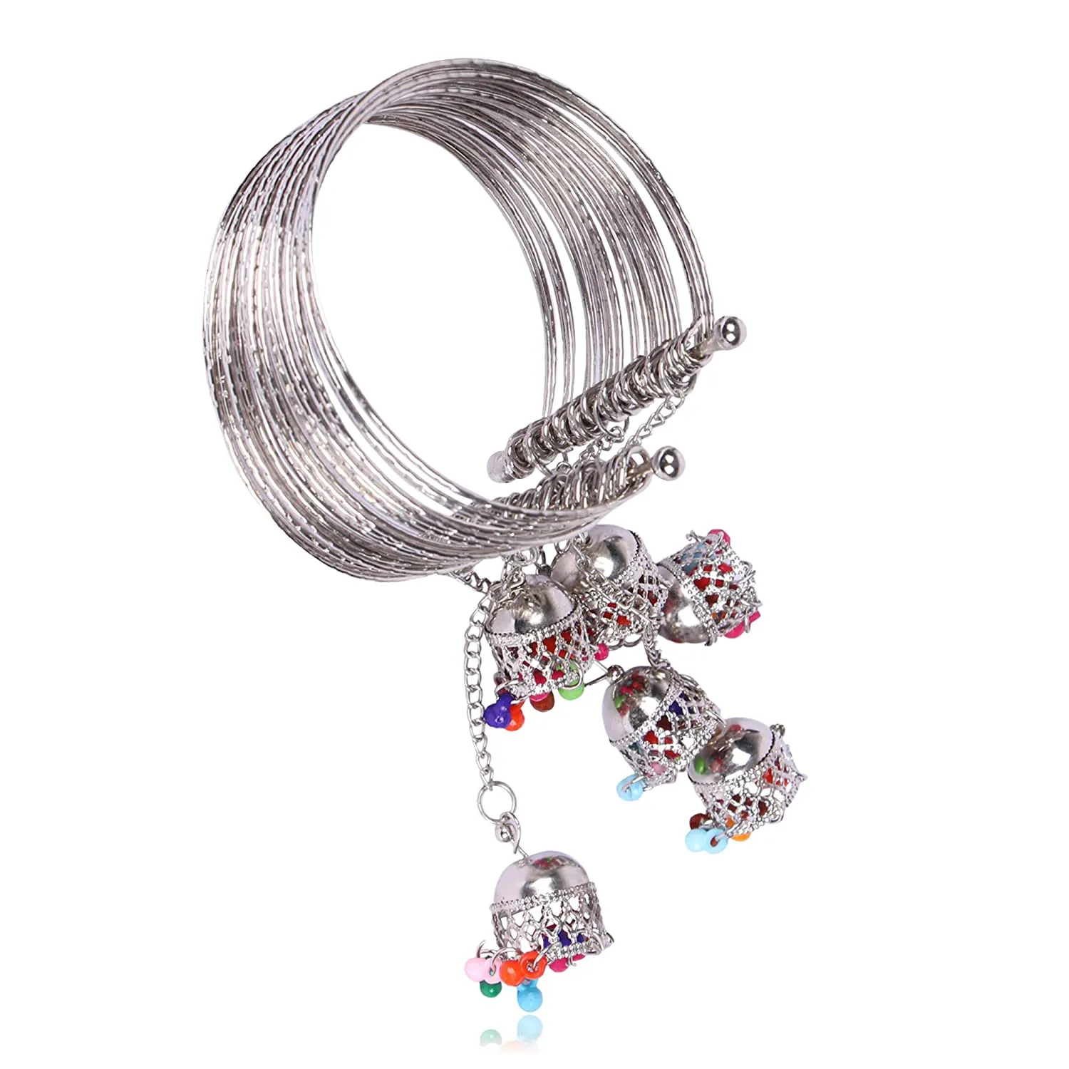 Combo of Silver Jewelry Set and Multicolor Beads Bracelets