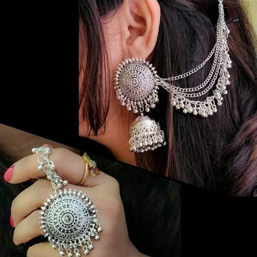 Combo of Silver Jewelry Set and Multicolor Beads Bracelets