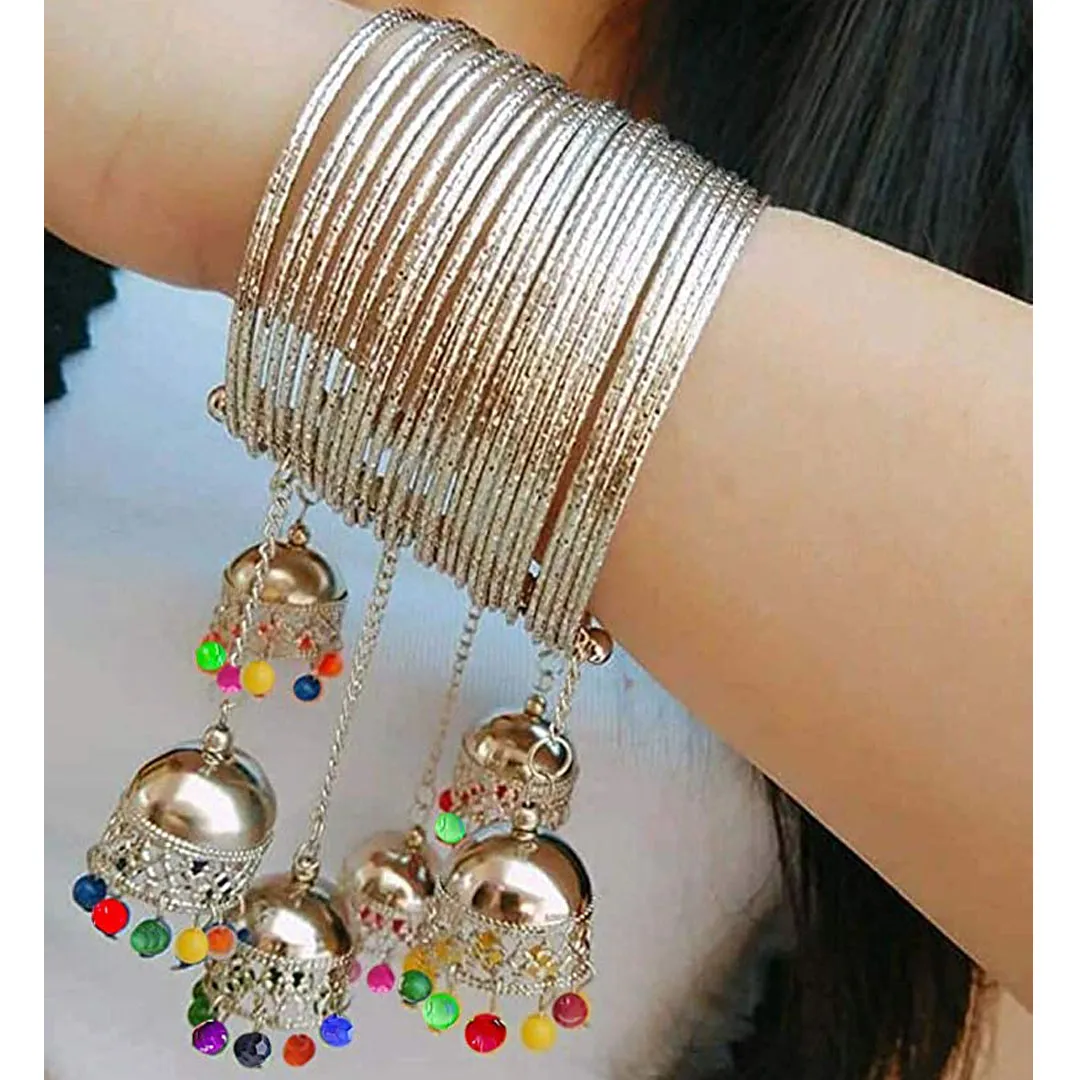 Combo of Silver Jewelry Set and Multicolor Beads Bracelets