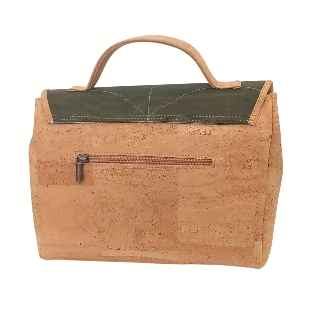 Cork Leaf Satchel, New Collection -Cork bag, black fabric, vegan bag, handbags, Organic,  made in Portugal